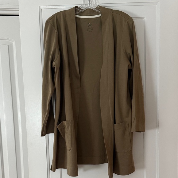 Issac Mizrahi Olive Green Open Front Long Sweater Size 1X - Picture 1 of 6
